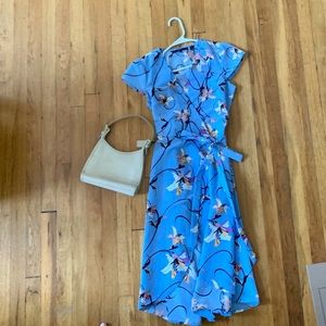 Beautiful Blue Floral Wrap Dress